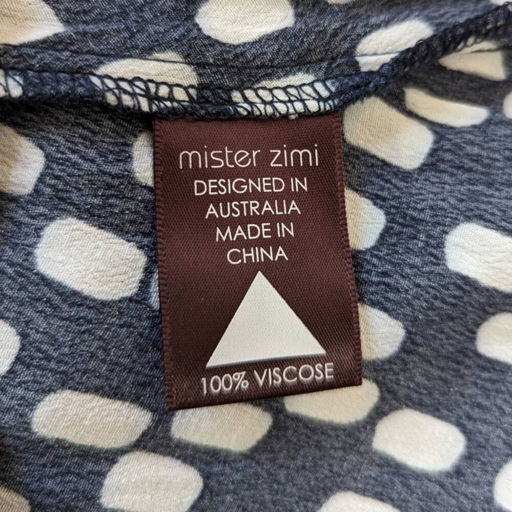 Mister Zimi Sleeveless High Low Shift Dress Navy Print Size 10 AU 6 US Preowned - Picture 7 of 7